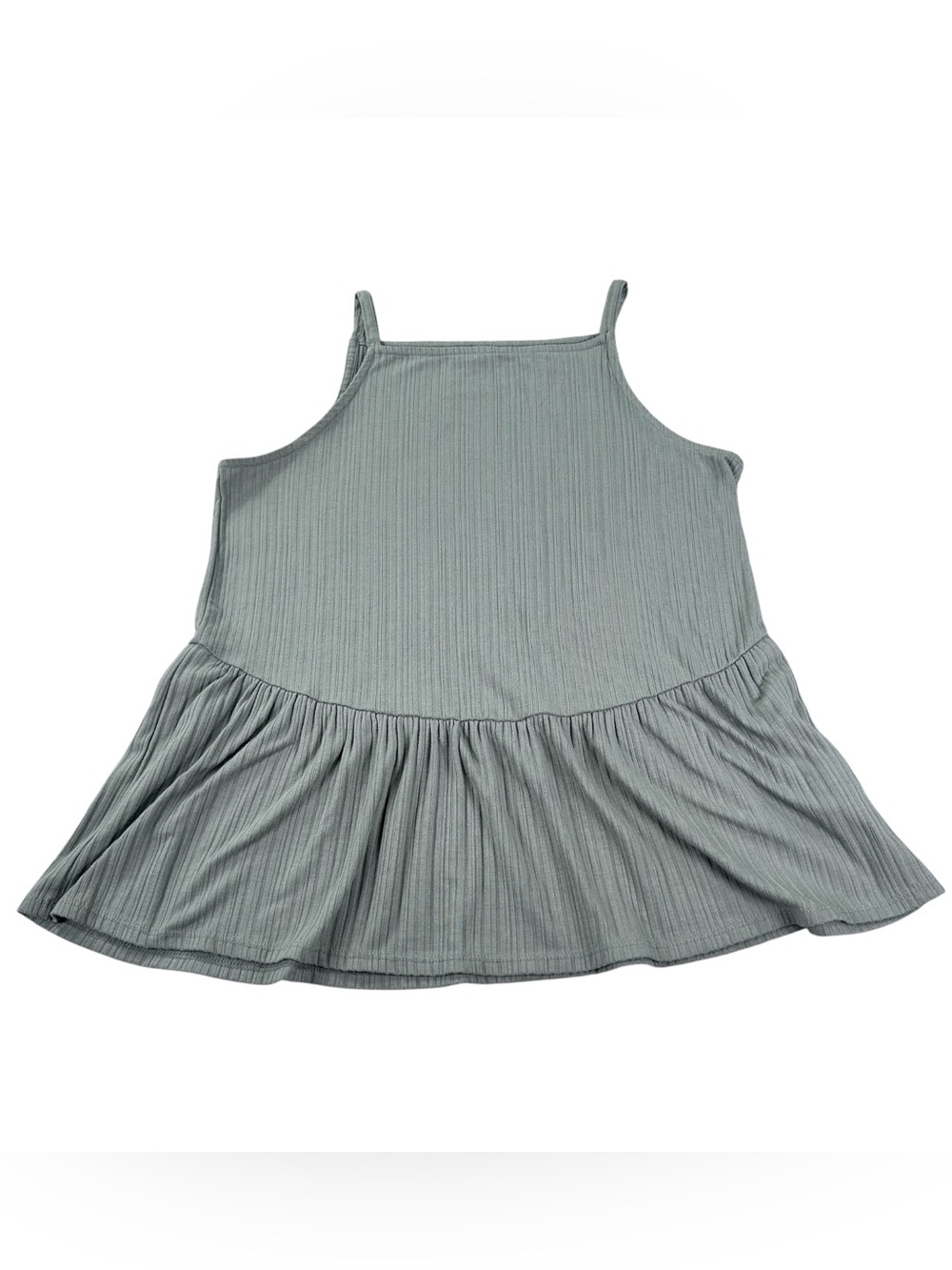Maurices Ribbed Peplum Cami Women’s M Sage Green Square Neck Tank Top Romantic